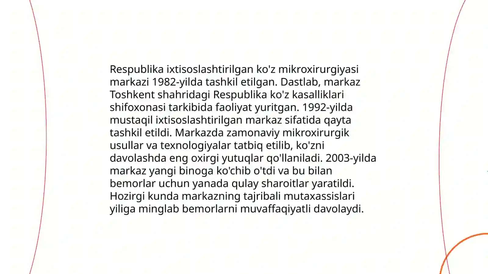 Respublika ixtisoslashtirilgan ko'z mikroxirurgiyasi ilmiy- amaliy tibbiy markazlari haqida 3
