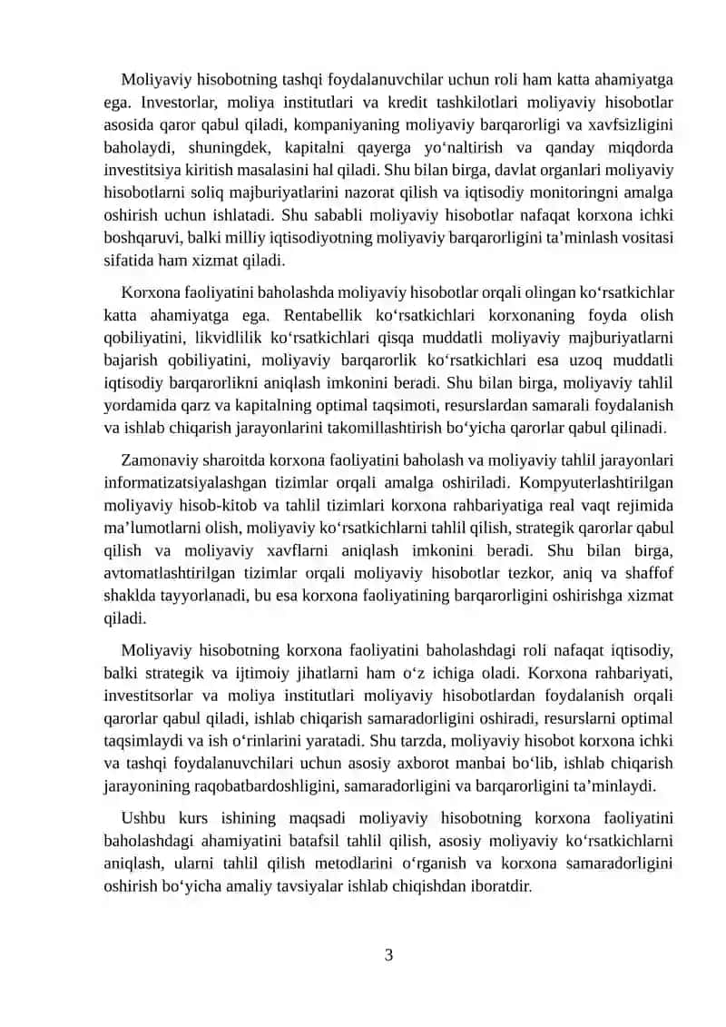 Moliyaviy hisobotning korxona faoliyatini baholashdagi roli 3