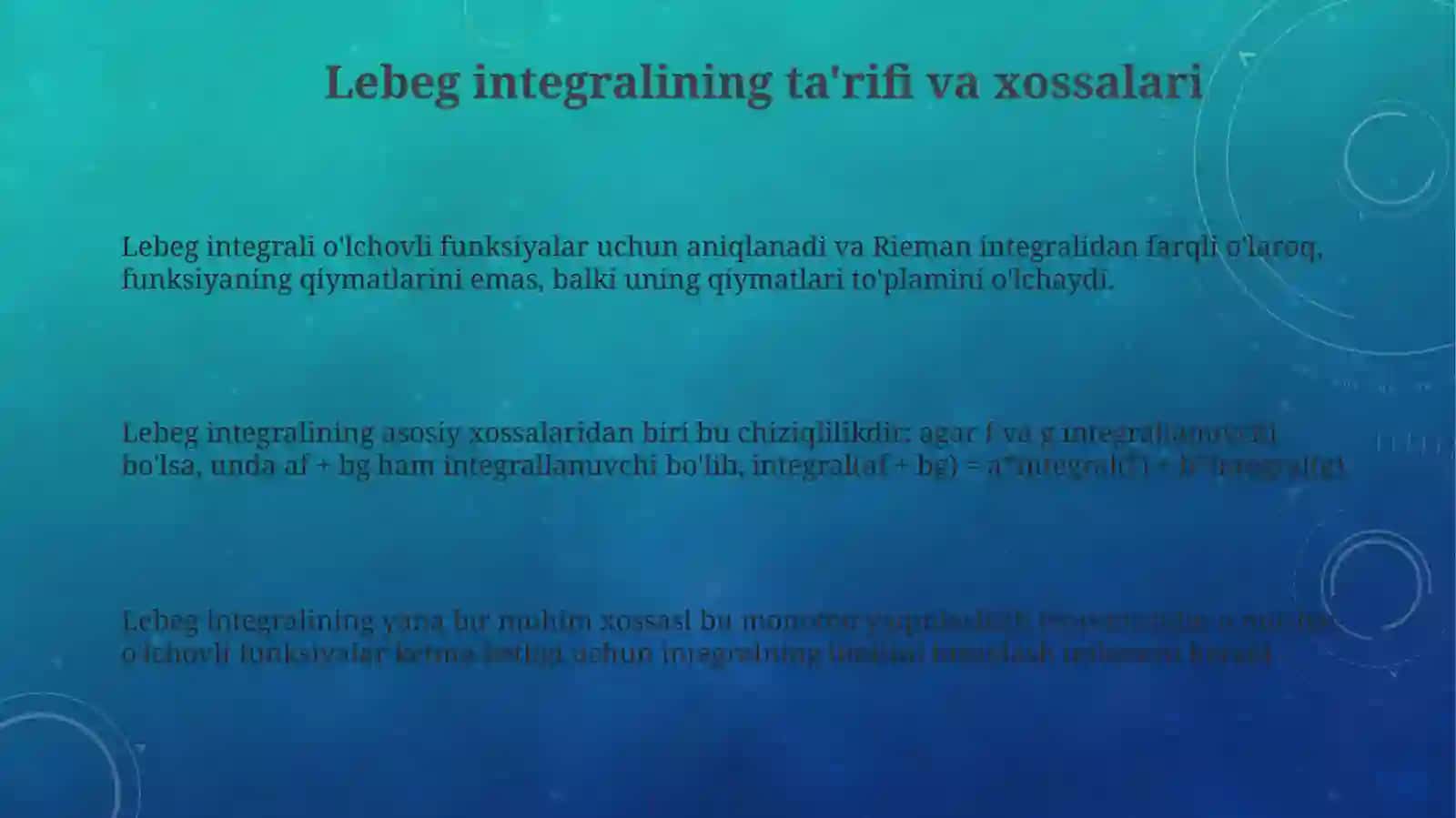 Lebeg integrali haqidagi teoremalar isbotlari 3