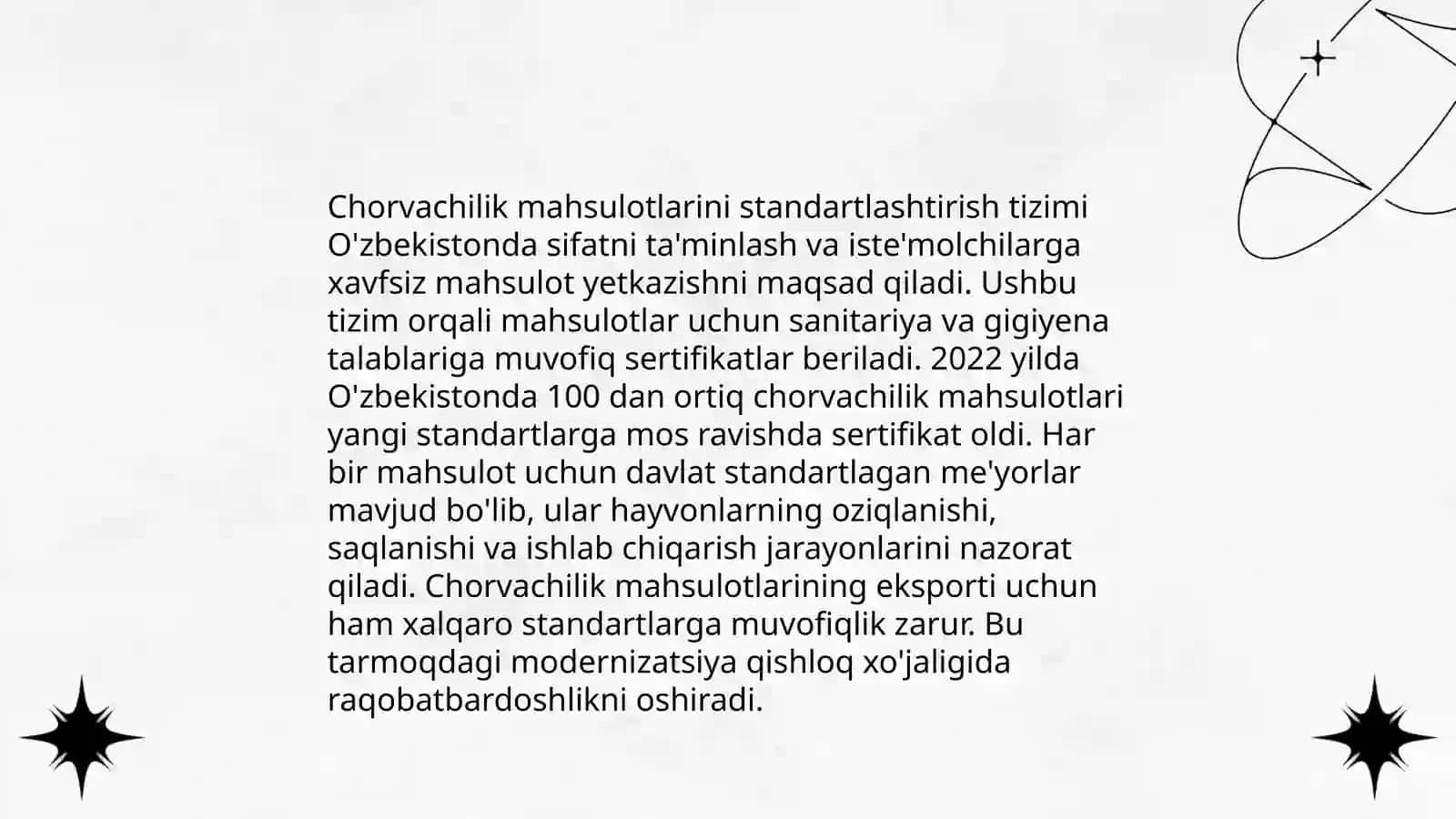 Chorvachilik mahsulotlarini standartlashtirish va metrologiya va sentifikatlash 3