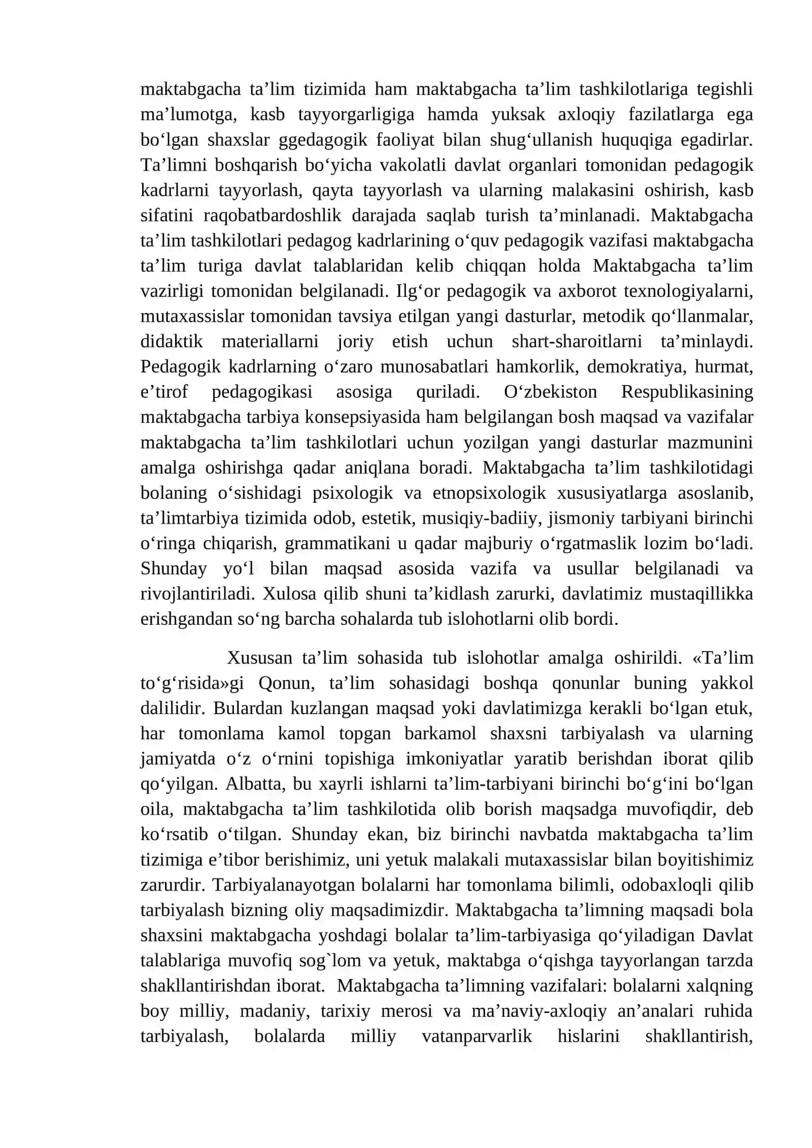 “BOLALALARNI MAKTAB TA’LIMIGA TAYYORLASH METODIKASI” FANINING MAQSAD VA VAZIFALARI 3