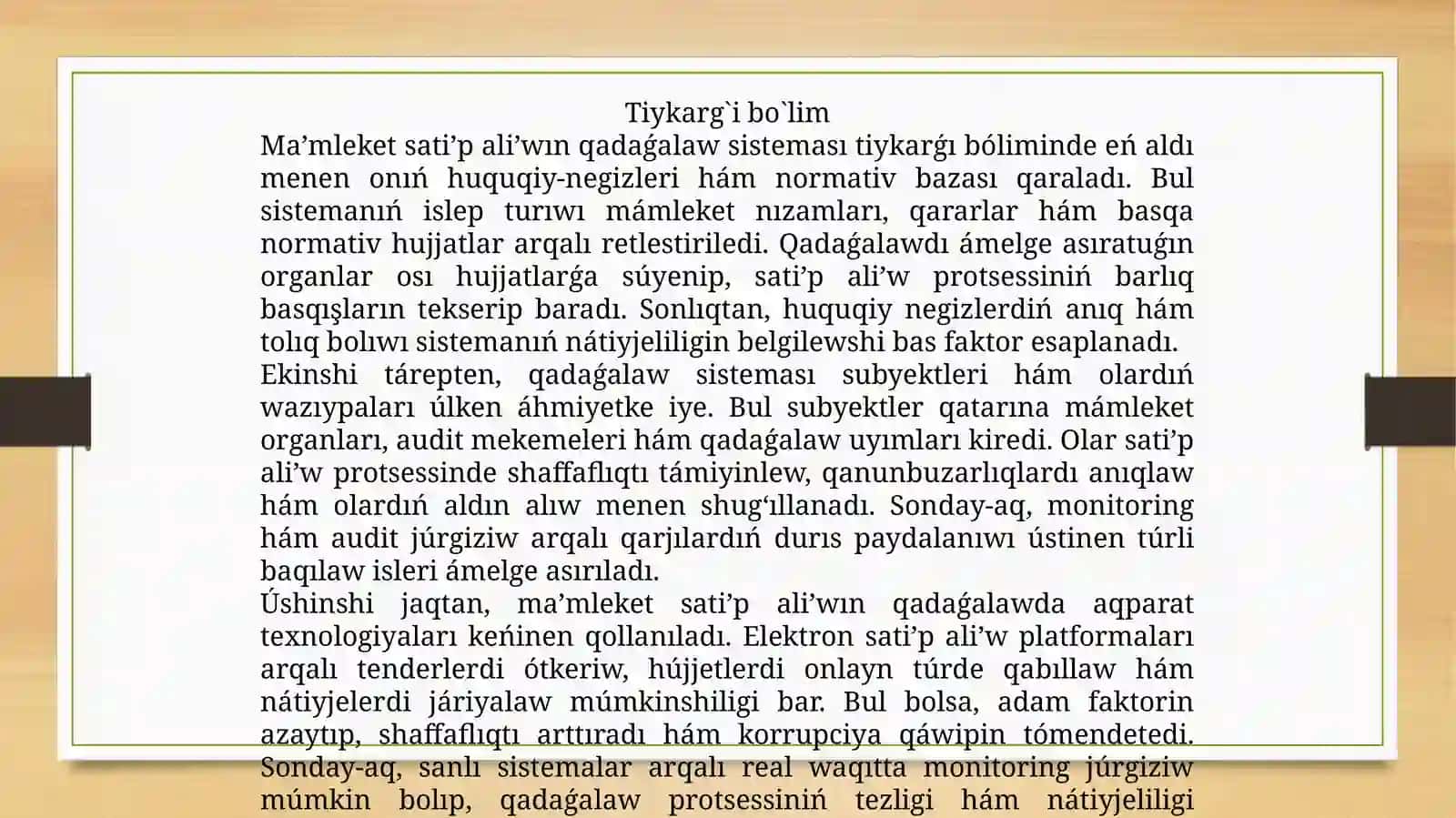 Ma’mleket sati’p ali’wın qadaǵalaw sisteması 3