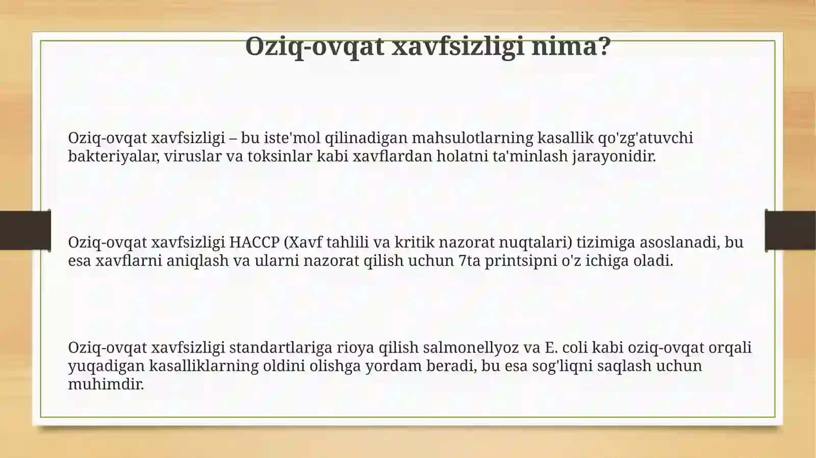 Oziq ovqat mahsulotlari xavfsizligi haqida 3