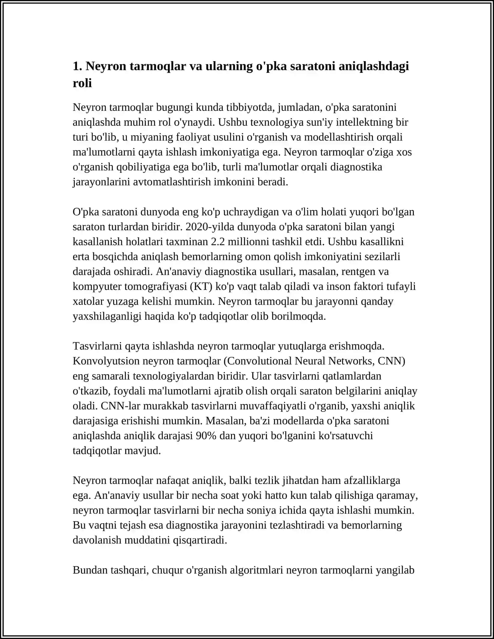 Neyron tarmoqlar va o'pka saratoni aniqlash 3