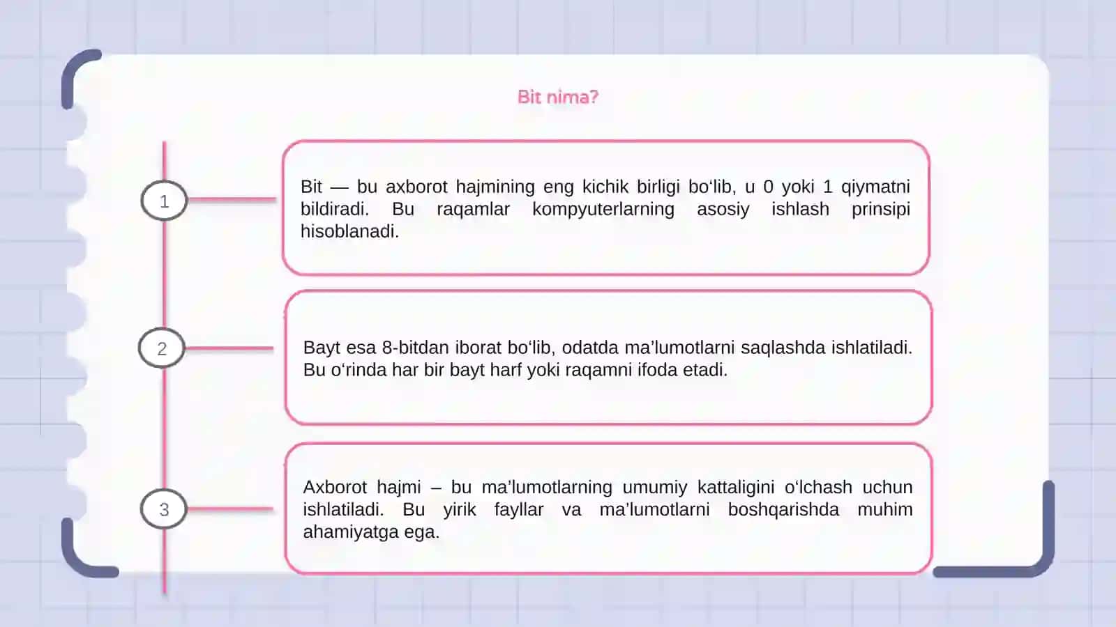 Bit, bayt va axborot hajmi tushunchasi 3