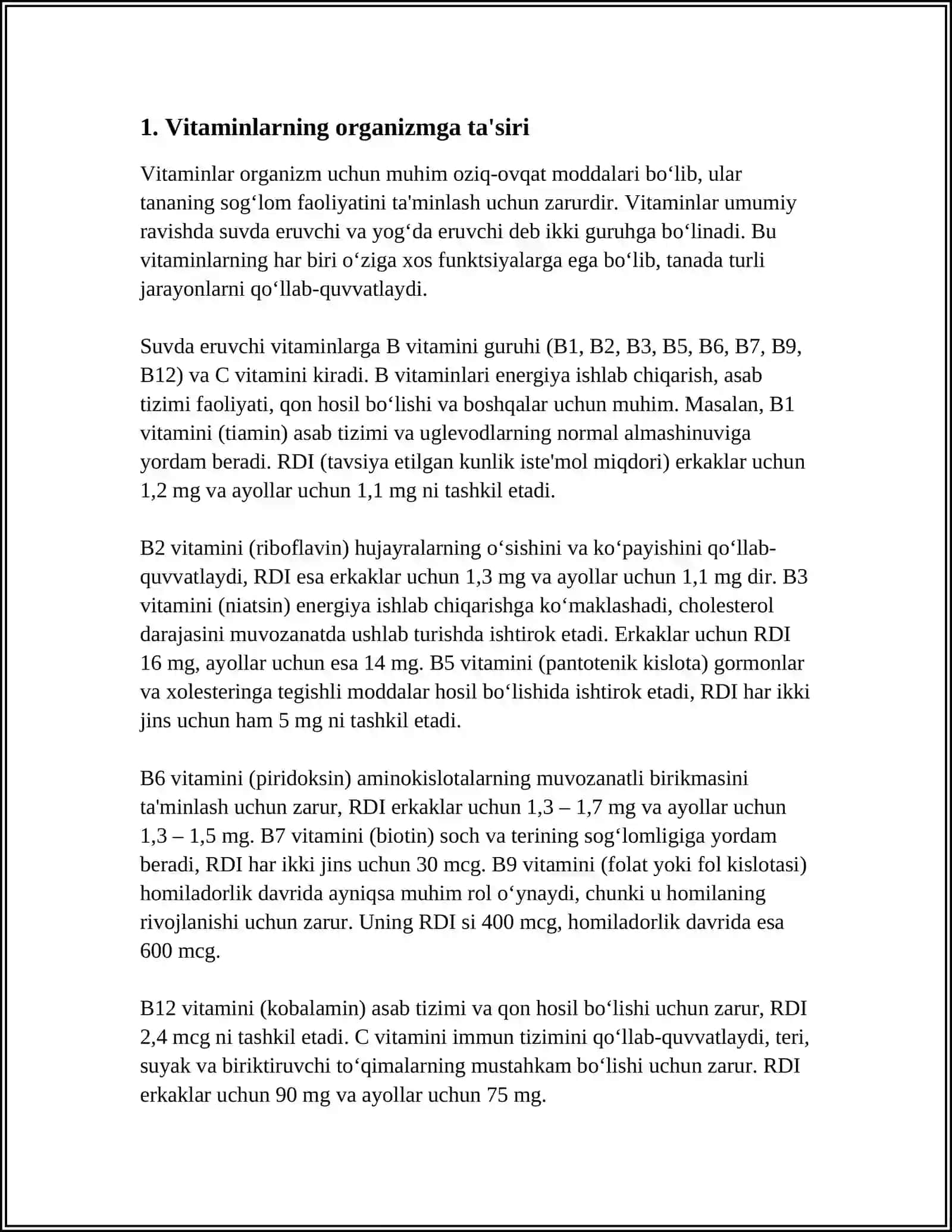 ORGANIZMNI NORMAL O'SISH VA RIVOJLANISHIGA VITAMINLAR, MIKROELEMENTLAR, MINERAL MODDALAR TA'SIRINING AHAMIYATI 3