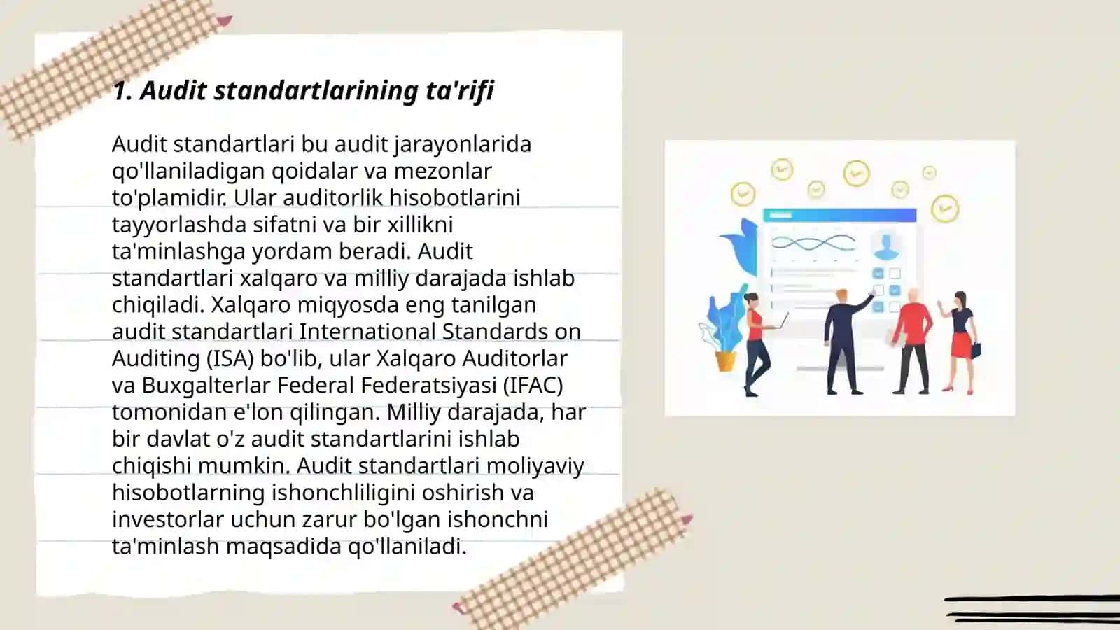 Audit standartlari haqida tushuncha, uning ahamiyati va turlari tavsifi 3