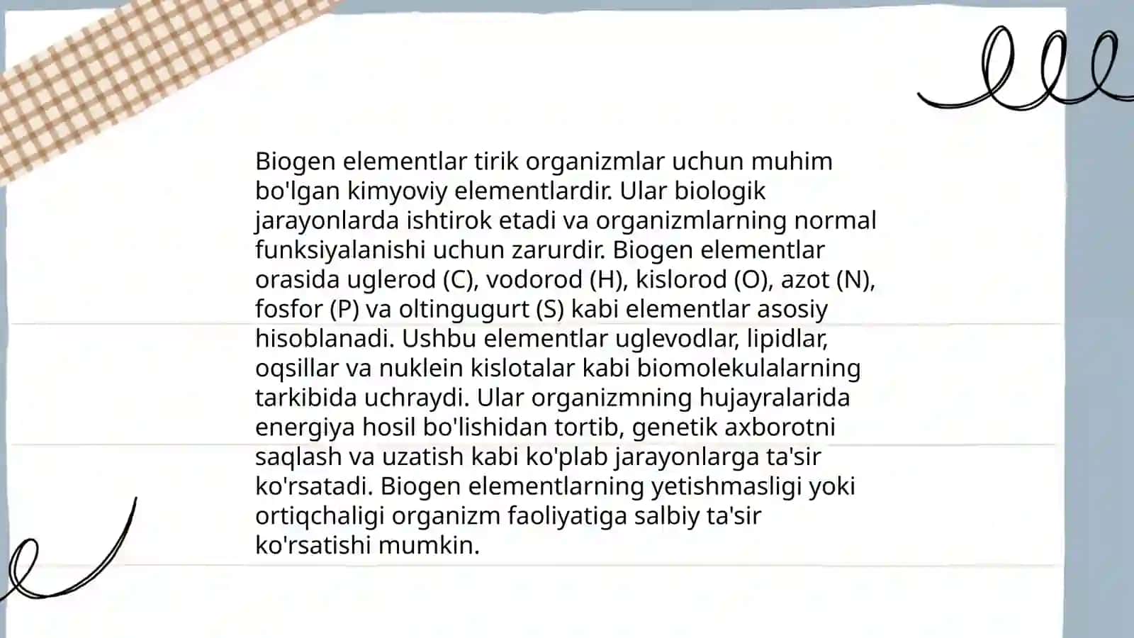 Biogen elementlar va ularning ahamiyati 3
