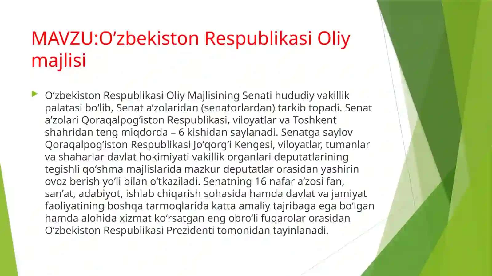 O’ZBEKISTON RESPUBLIKASI OLIY MAJLISI 3