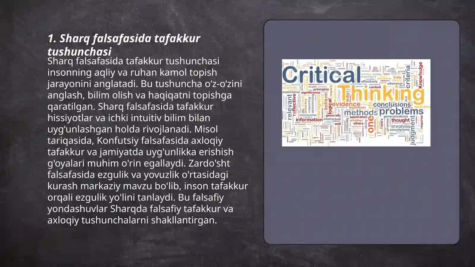 Falsafiy tafakkur bosqichlari. Sharq falsafasi 3