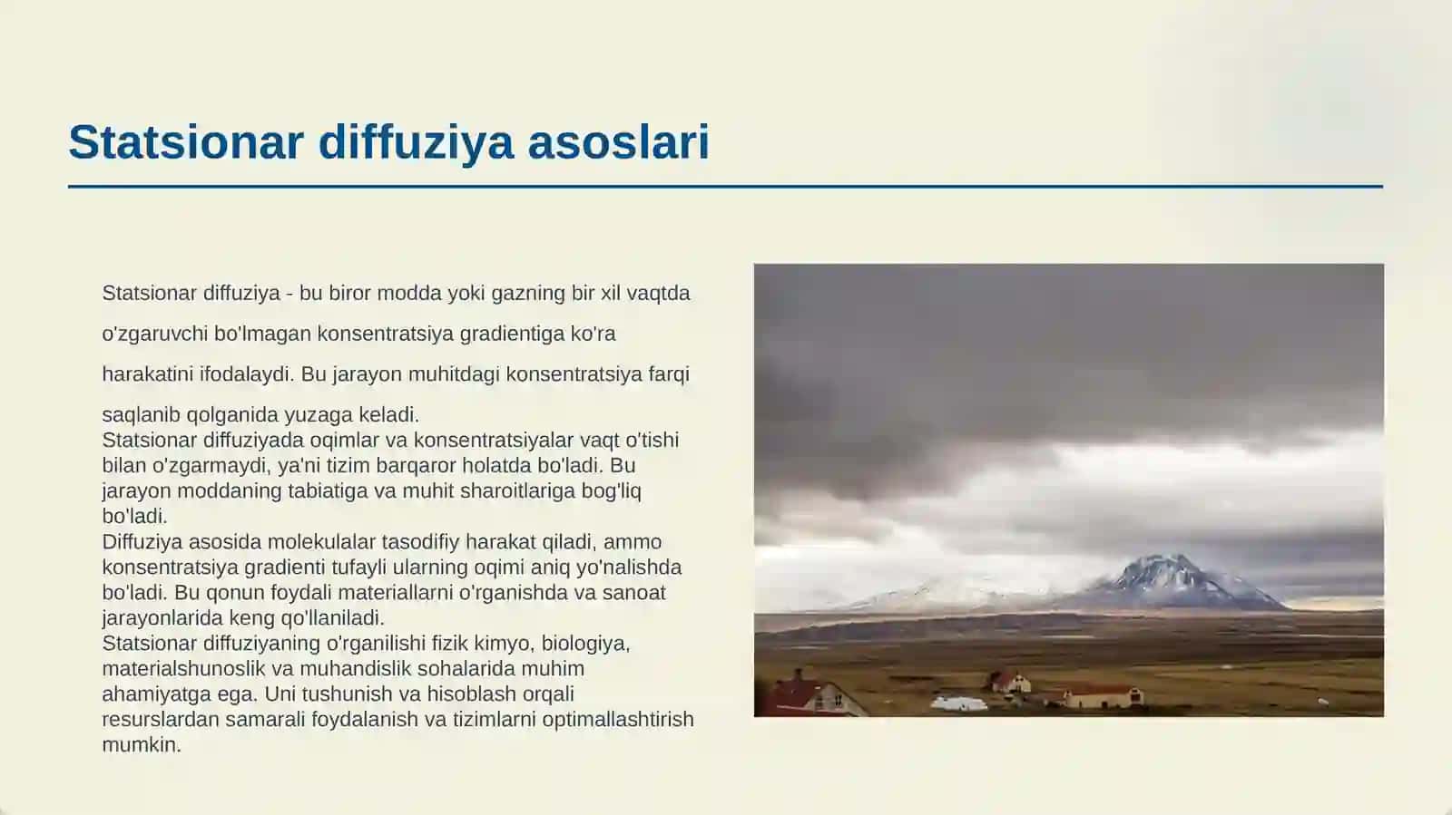 STATSIONAR DIFFUZIYA DIFFUZIYA KOEFFITSENTINI HISOBLASH 3