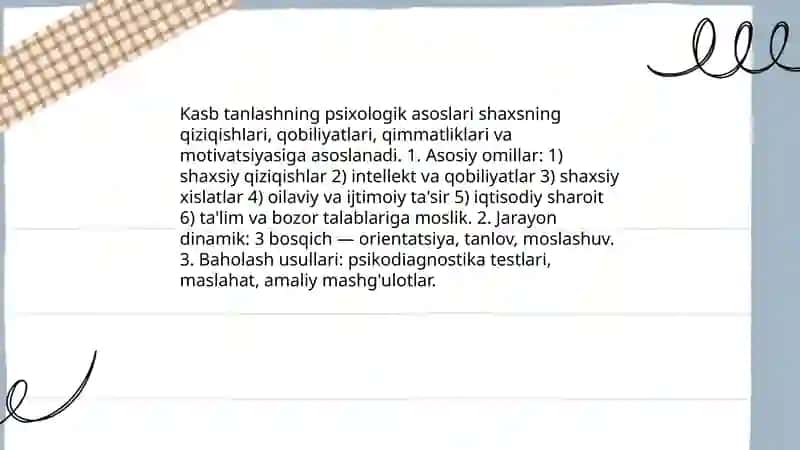 Kasb tanlash va faoliyat turlarini rivojlantirish 3