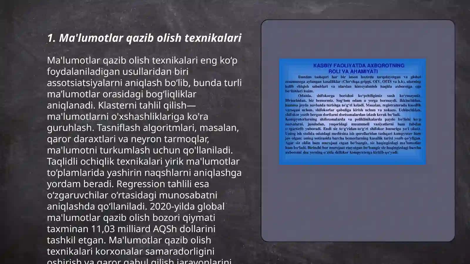 Ma’lumotlarning Intelektual Tahlili va rivojlanish taqvimi 3