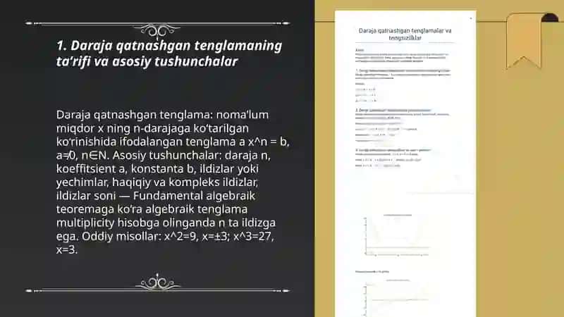 Daraja qatnashgan tenglamalar tushunchasi va ularning turlari 3