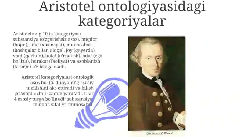 Aristotel, Farobiy va Kant Ontologiyalarida Kategoriyalar Tasnifi 3