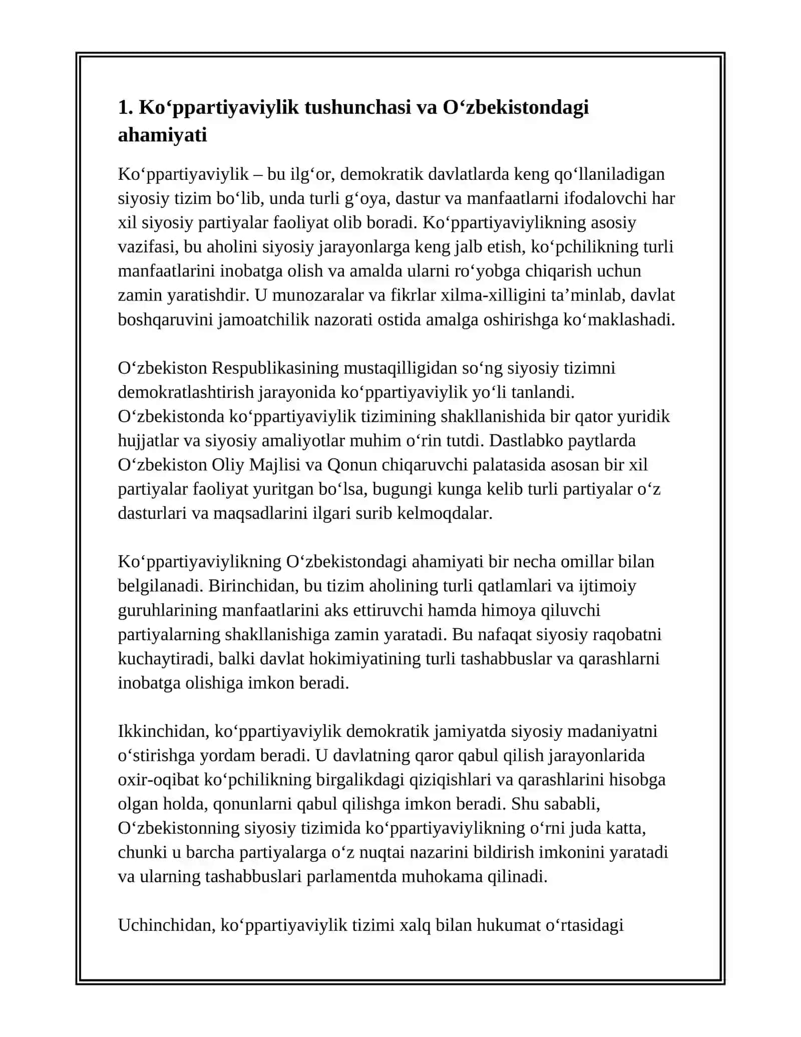O‘ZBEKISTONDA KO‘PPARTIYAVIYLIK TIZIMINING SHAKLLANISHI VA UNING AHAMIYATI 3