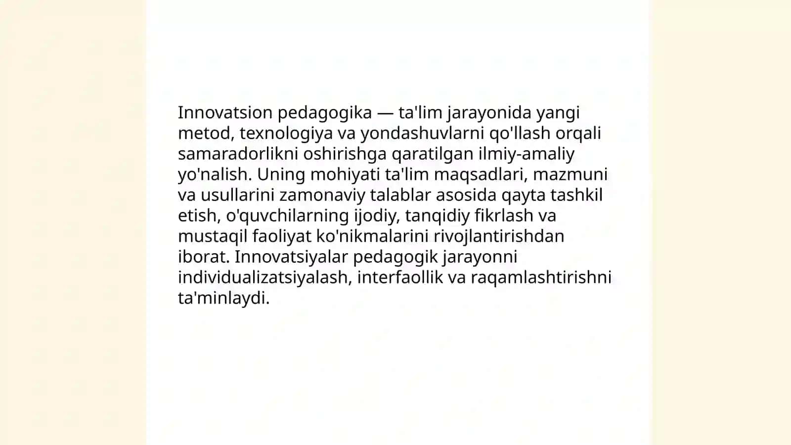 Innovatsion pedagogika. Ta'lim innovatsialarining mazmuni, nazariy asoslari va turlari 3