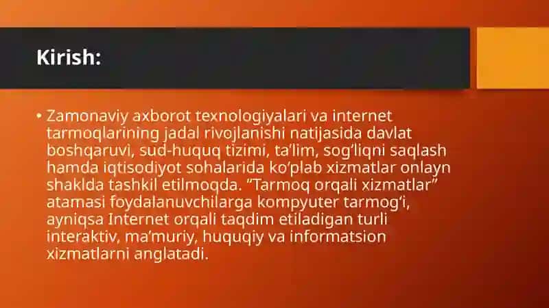 Tarmoq orqali tashkil etiladigan xizmatlar 3