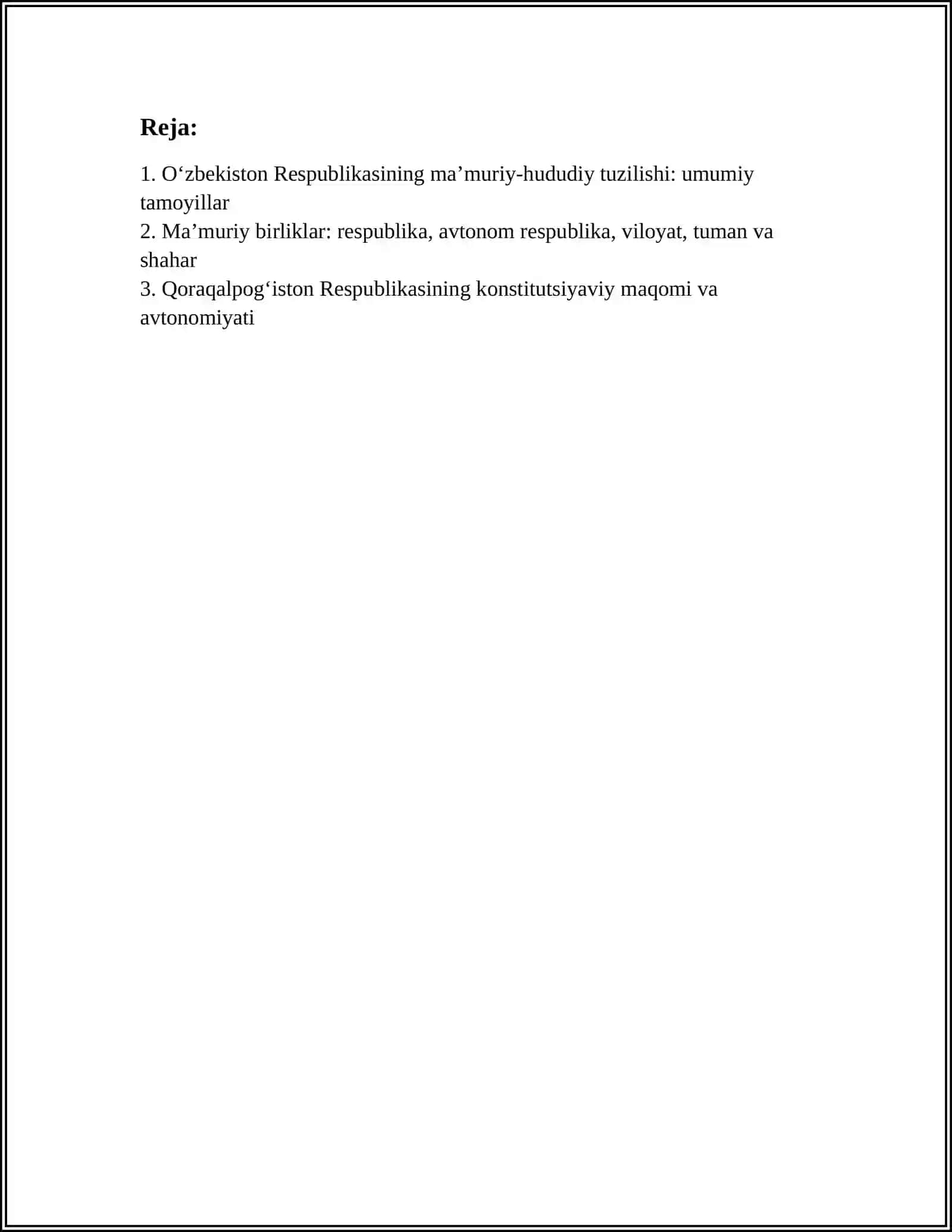 OʻZBEKISTON RESPUBLIKASINING MAʼMURIY -HUDUDIY TUZILISHI 3