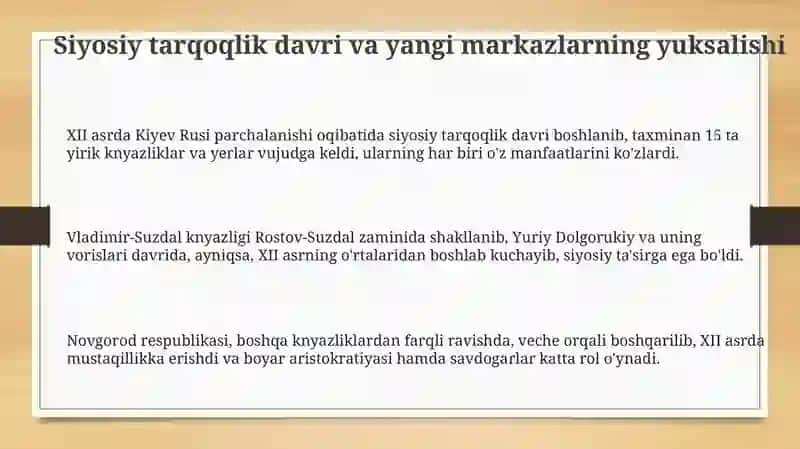 Rus knyazliklarining siyosiy ijtimoiy iqtisodiy taraqqiyoti 3