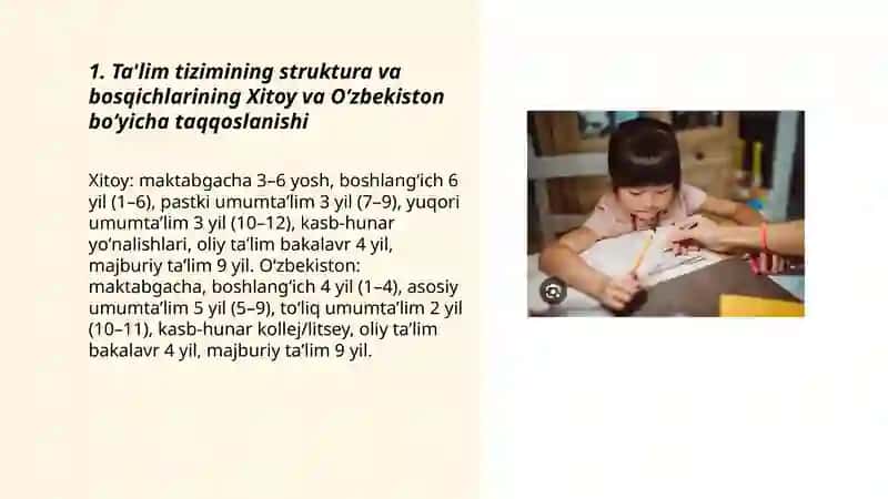 Xitoy O'zbekiston Respublikasi ta'lim tizimning qiyosiy tahlili 3