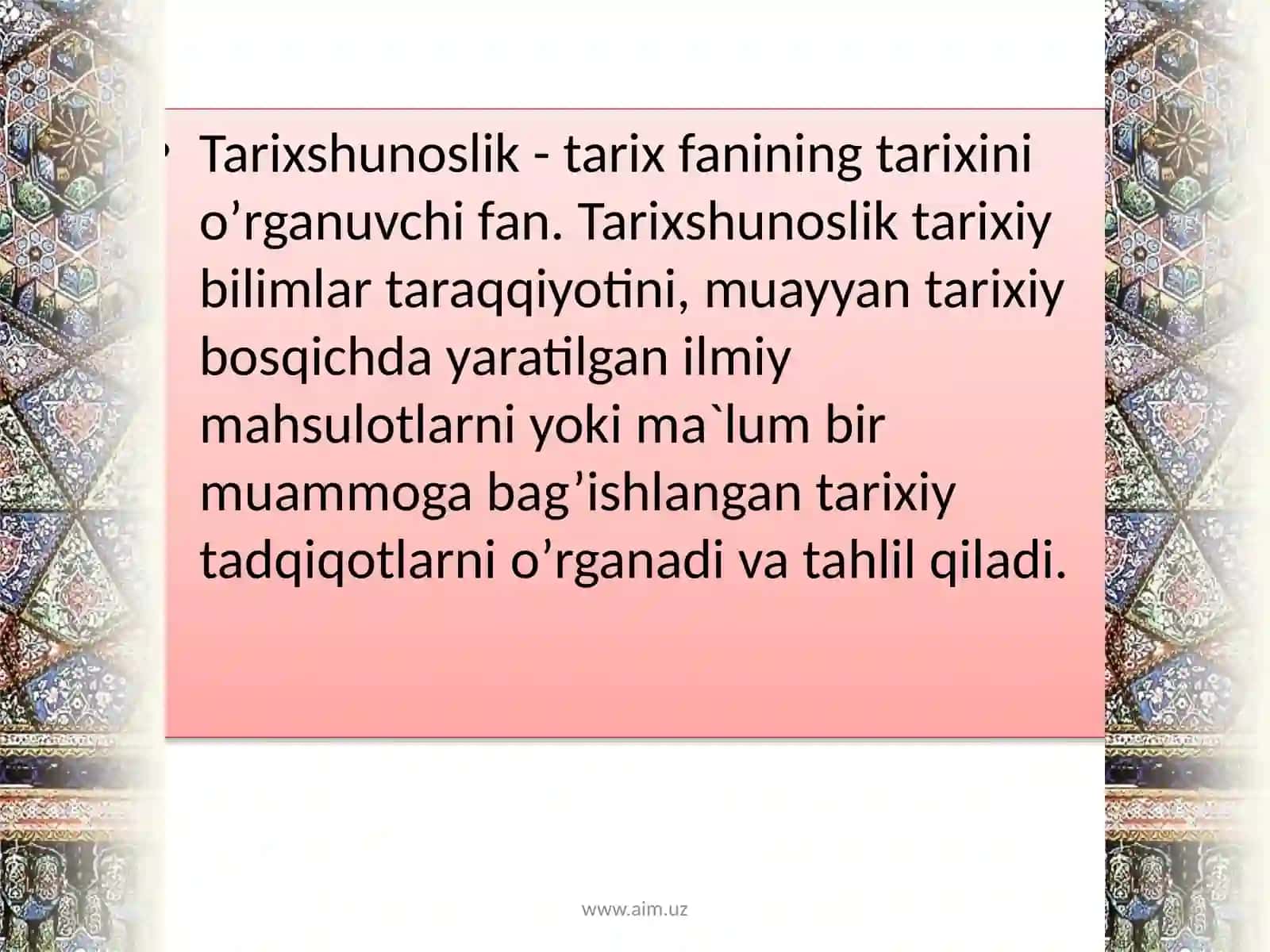 TARIXSHUNOSLIK FANI, UNING MAQSAD VA VAZIFALARI 3