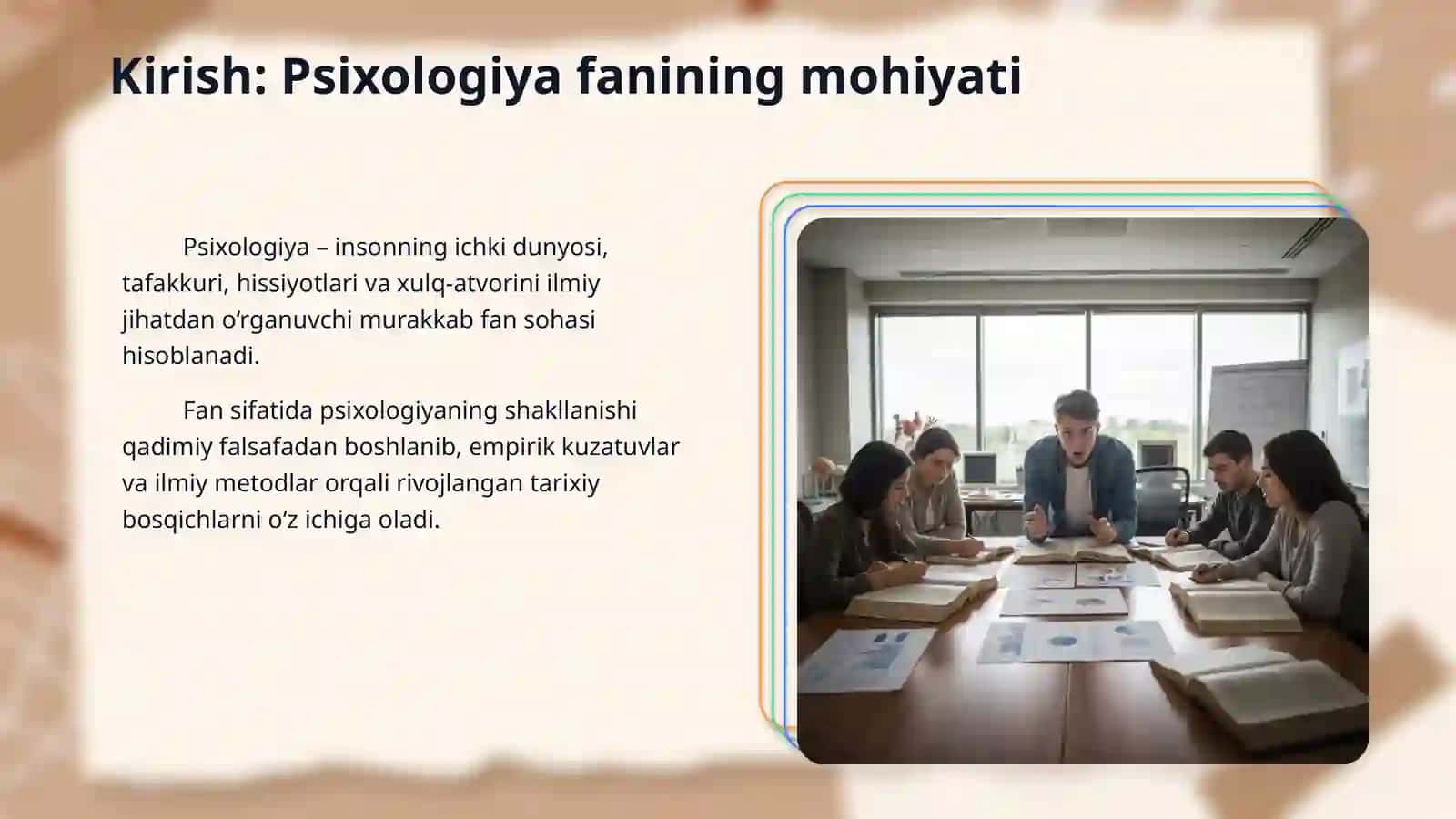 Psixologiya fanining maqsad va vazifalari. Hozirgi zamon psixologiyasining tadqiqot metodlari. 3