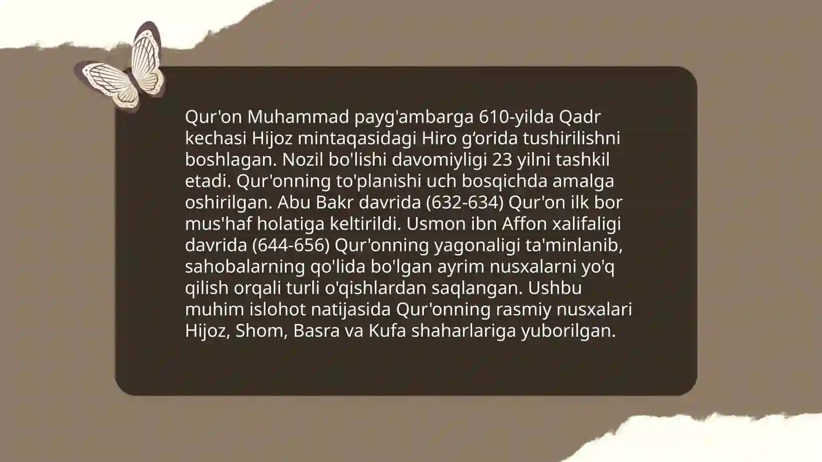 Qur'onning nozil qilinishi va uning to'planishi tarixi 3