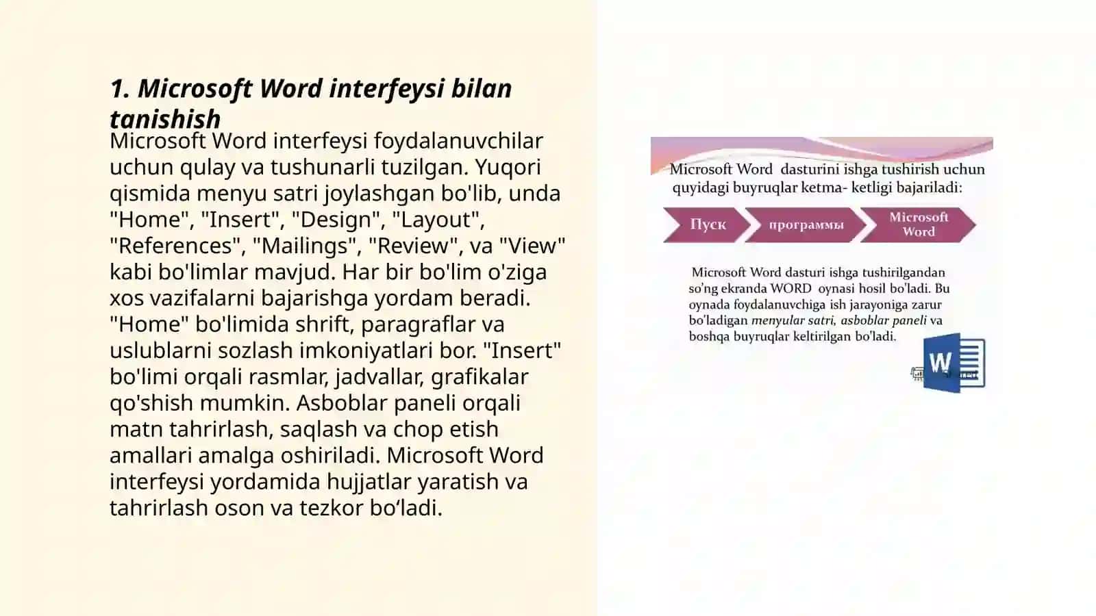 Microsoft Word matn muharririda hujjatlar yaratish 3