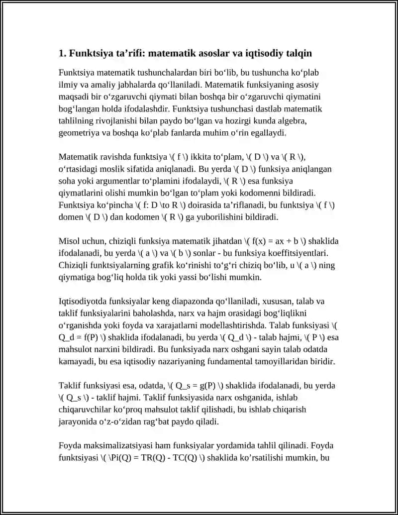 FUNKSIYA TA'RIFI VA UNING IQTISODIY MA'NOSI 3