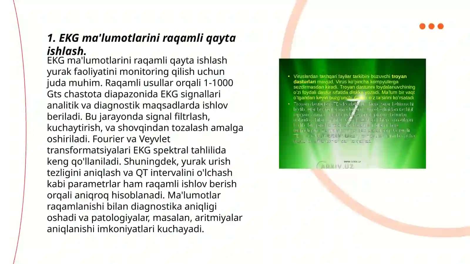 Kompyuter tizimlari EKGni olish uchun ishlatilishi 3