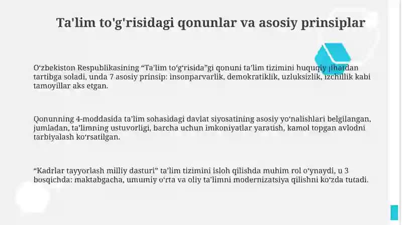 Ta'lim qonuniyatlari va tamoyillari 3
