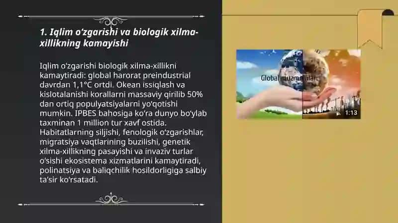 Ekologik muammolar. Iqlim oʻzgarishining tabiatga taʼsiri 3