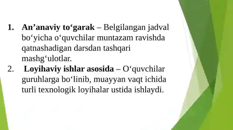 Mohirqo‘llar to‘garagini tashkilotish usullari 3