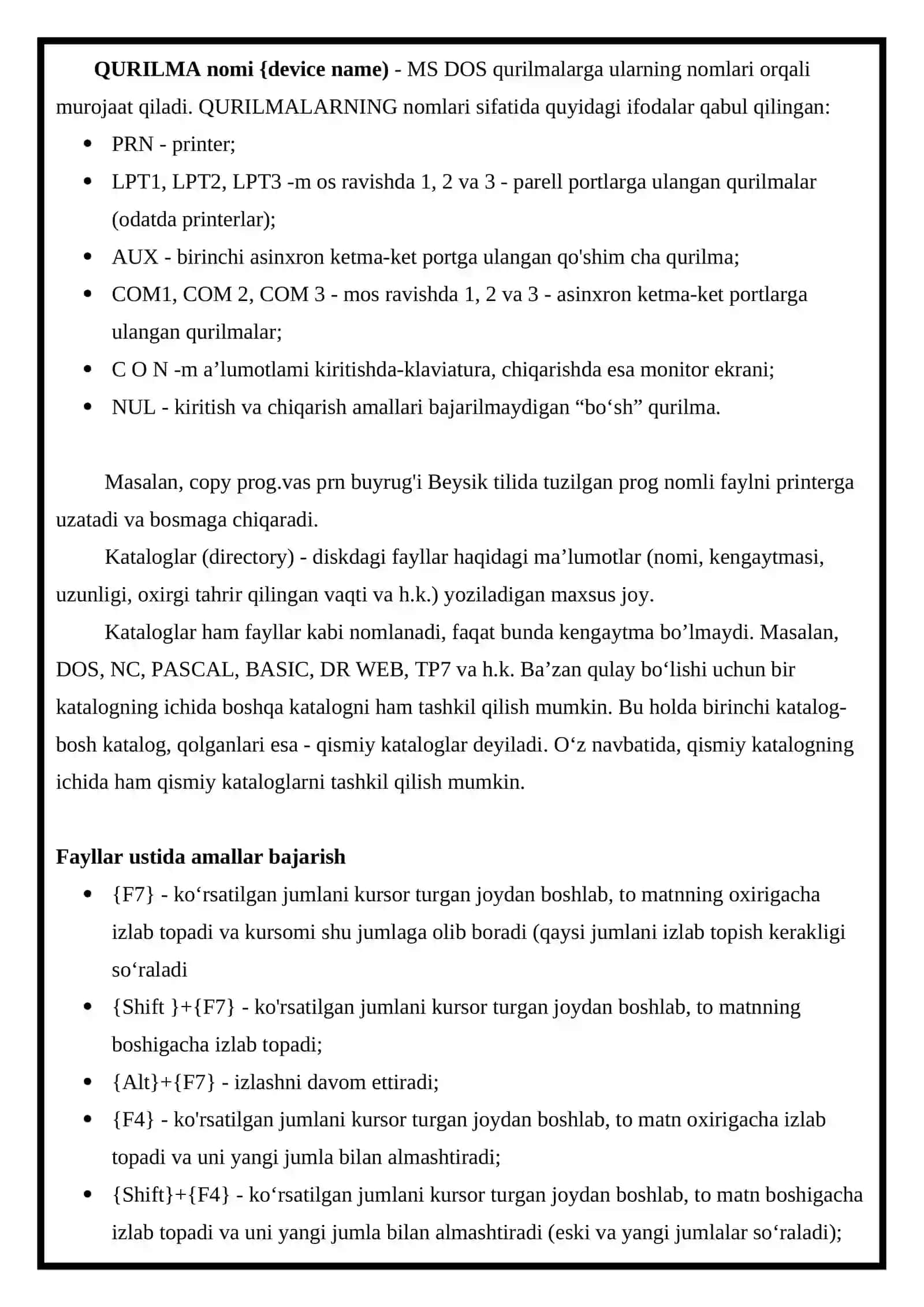 Windows OT da fayllar tizimi bilan ishlash. Fayllar va papkalar ustida amallar bajarish 3