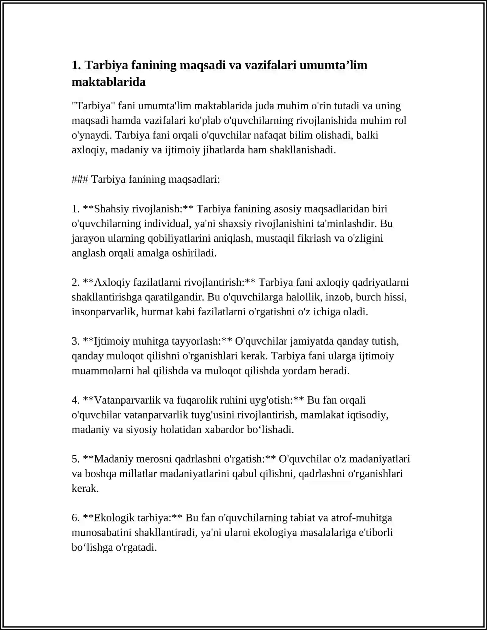 MUSTAQIL ISH Mavzu: UMUMTA'LIM MAKTABLARIDA. TARBIYA FANI DARSLIKLARNING YARATISHI 3