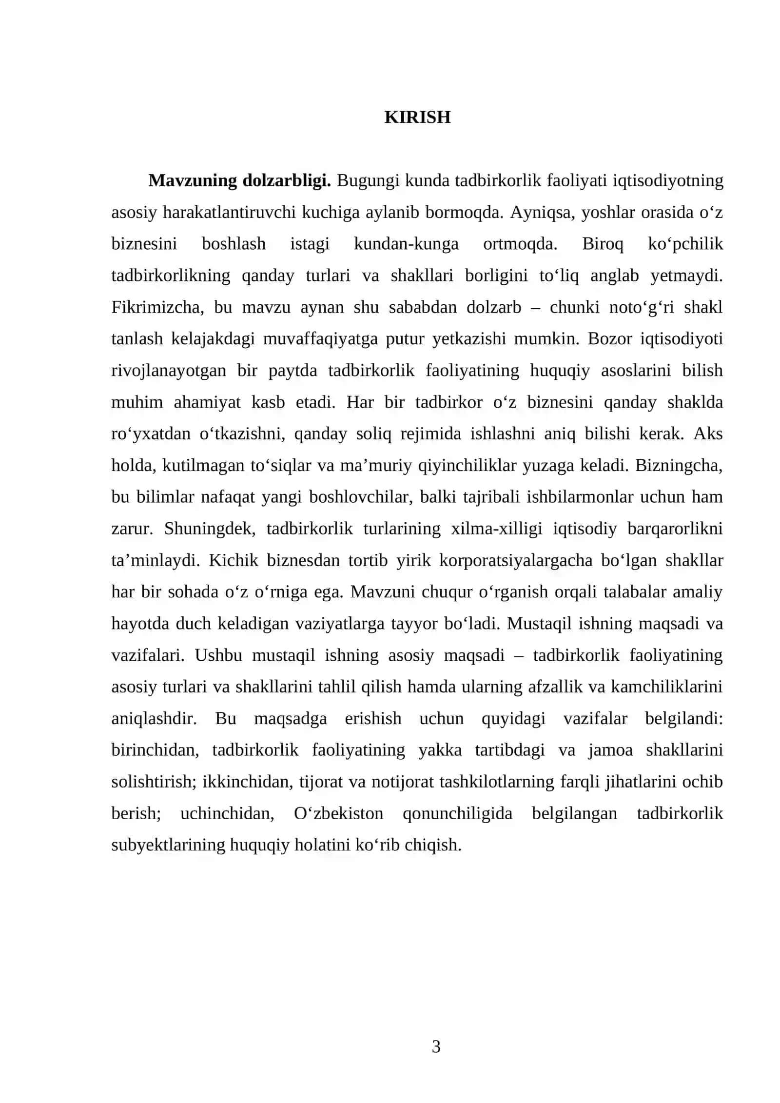 Tadbirkorlik faoliyatining turlari va shakllari 3