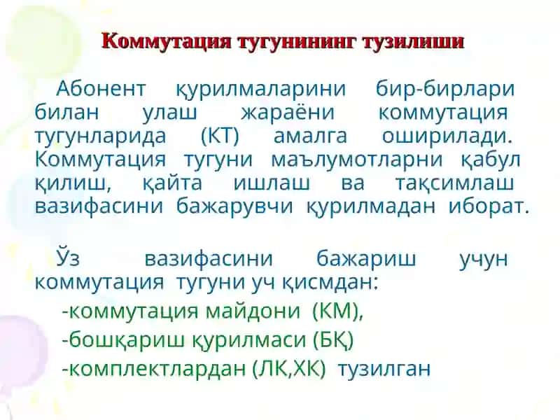 Коммутация тугунининг умумий тузилиши 3