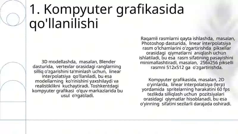 Chiziqli interpolyatsiya va uning amaliyotda qoʻllanishi 3