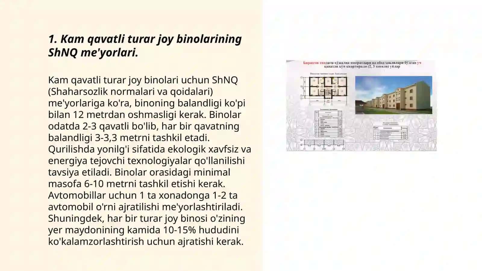 Kam qavatli turar joy binolarini ShNQ qoidalariga binoan loyihalash 3