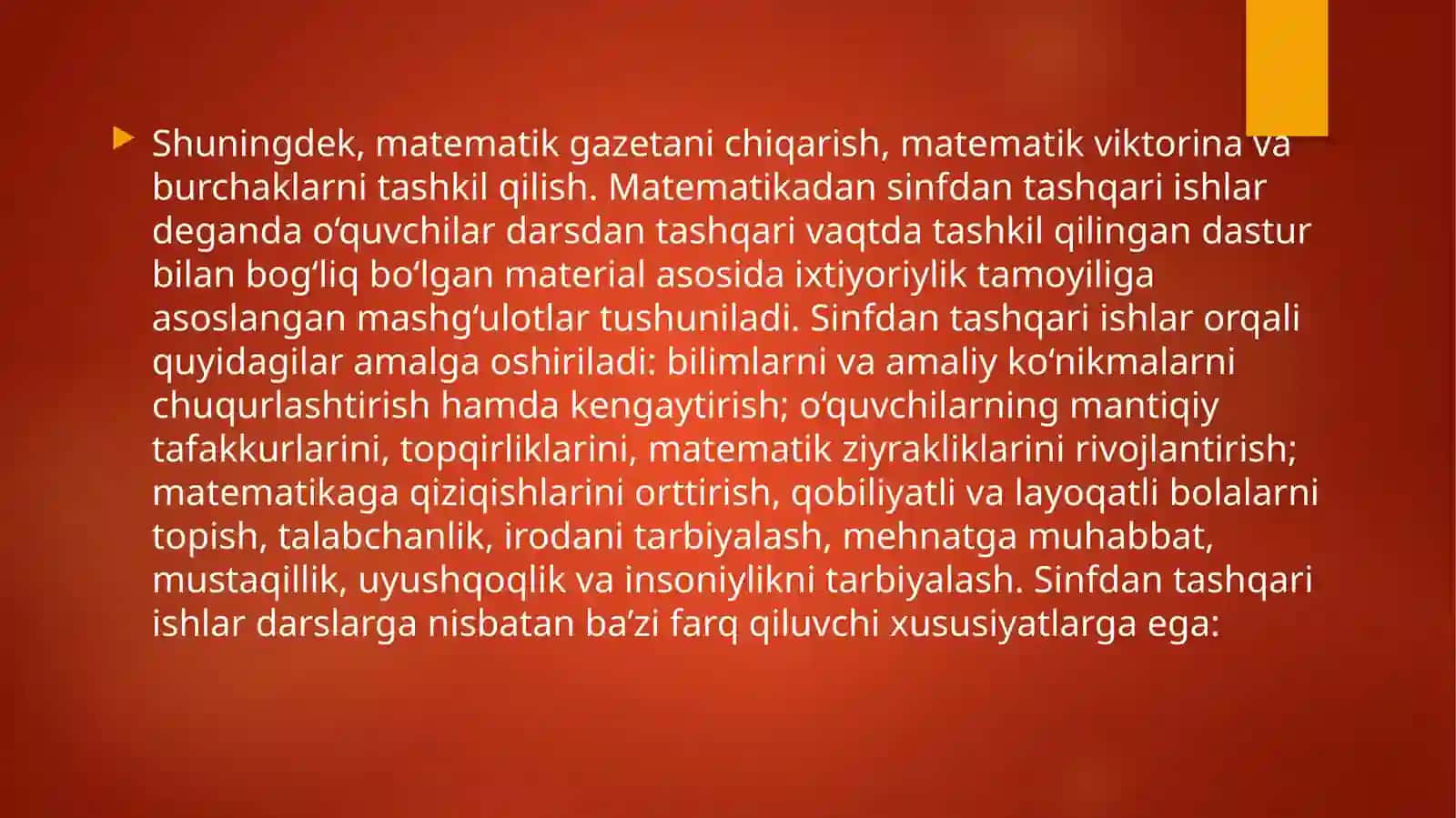Matematika darslarida sinfdan tashqari ishlarni tashkil etish 3