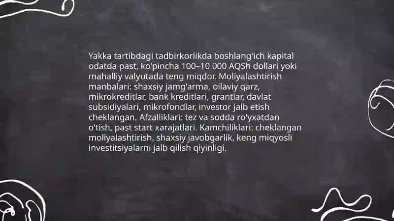 Yakka tartibdagi tadbirkorlikning iqtisodiy ustunliklari va kamchiliklar 3