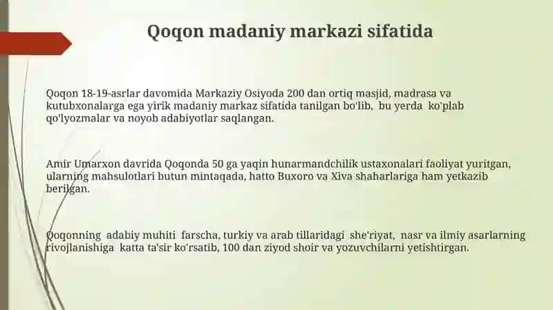 Qo'qon adabiy muhiti. Amir Umarxon hayoti va ijodi 3