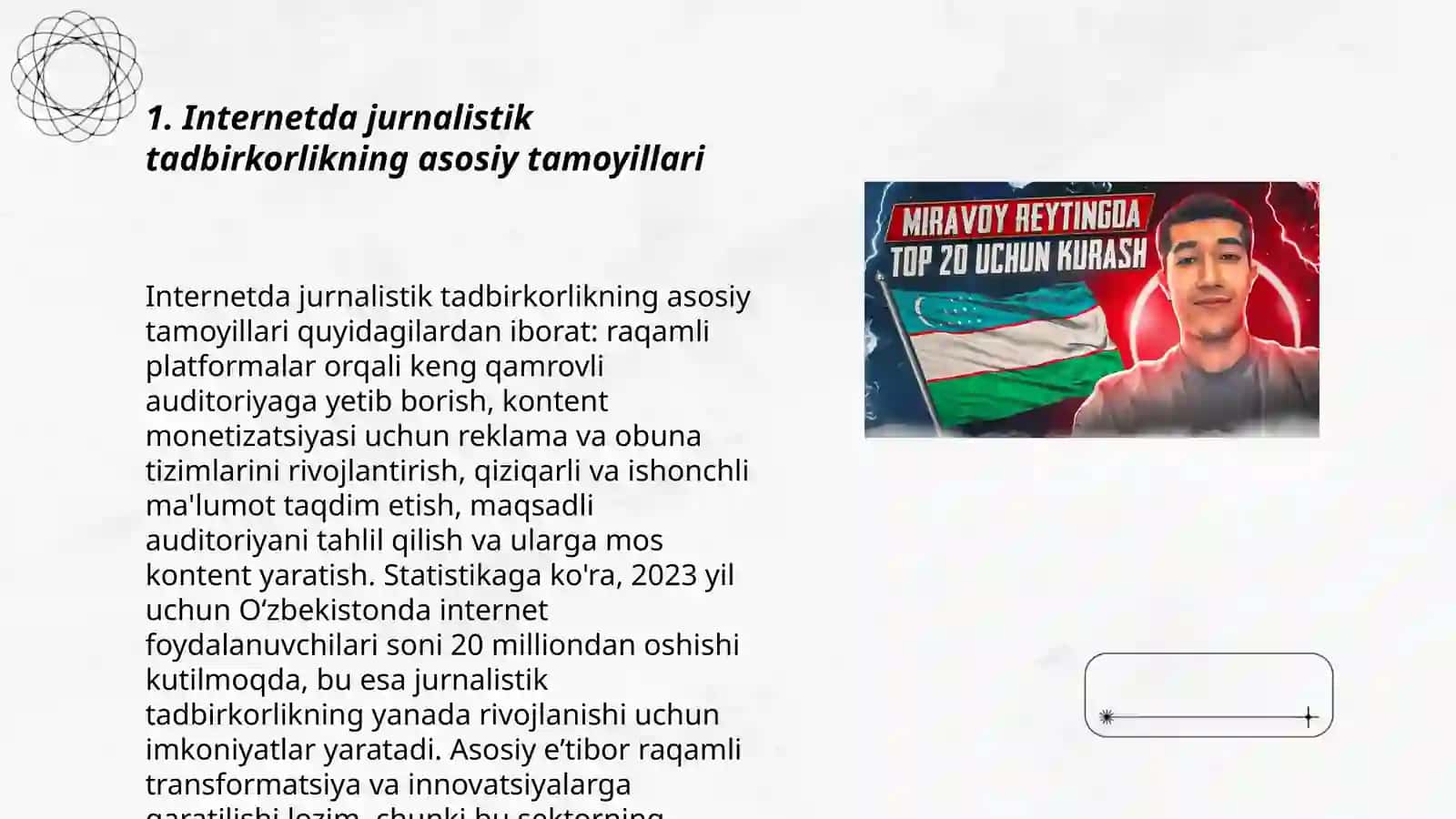 Internet jurnalist-tadbirkor uchun samarali platforma sifatida 3
