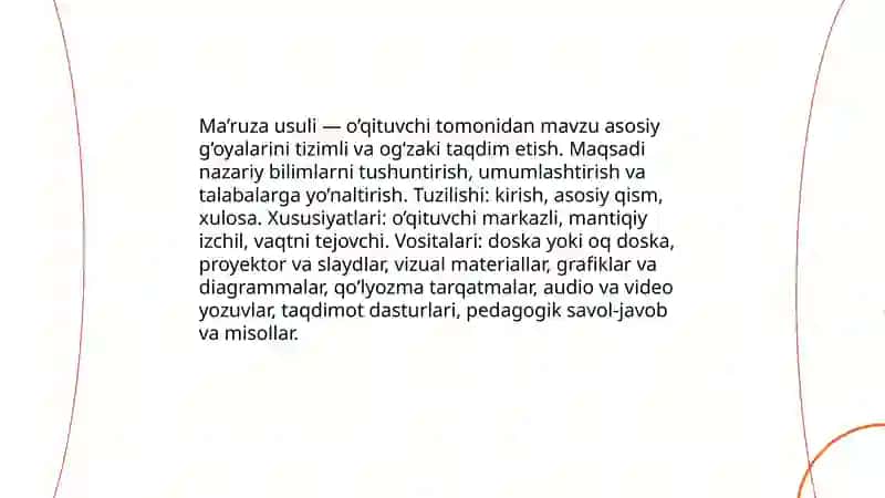 O’quv mashg’ulotlari o’tkazishning vosita va usullari 3