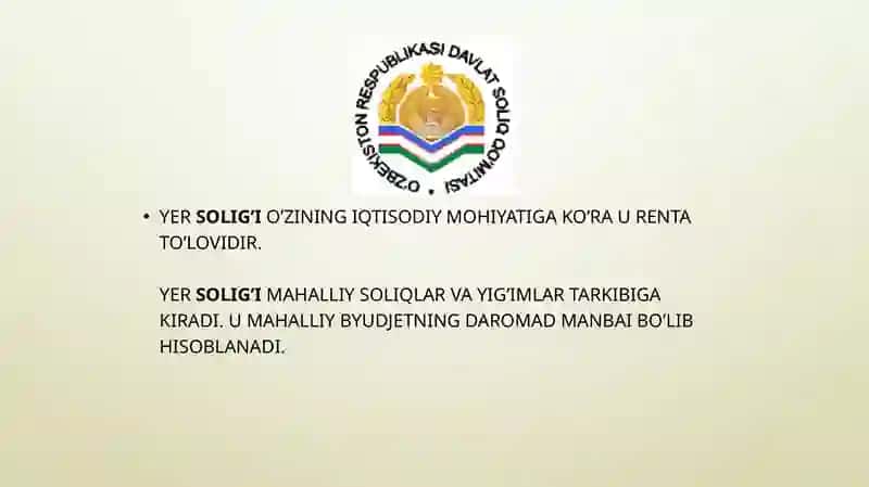 Yuridik shaxslardan olinadigan yer solig’i 3