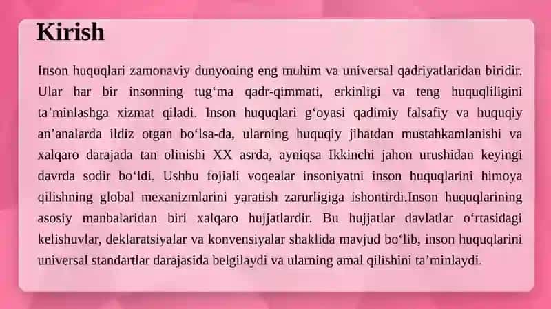 Inson huquqlarining manbasi sifatida xalqaro hujjatlar 3