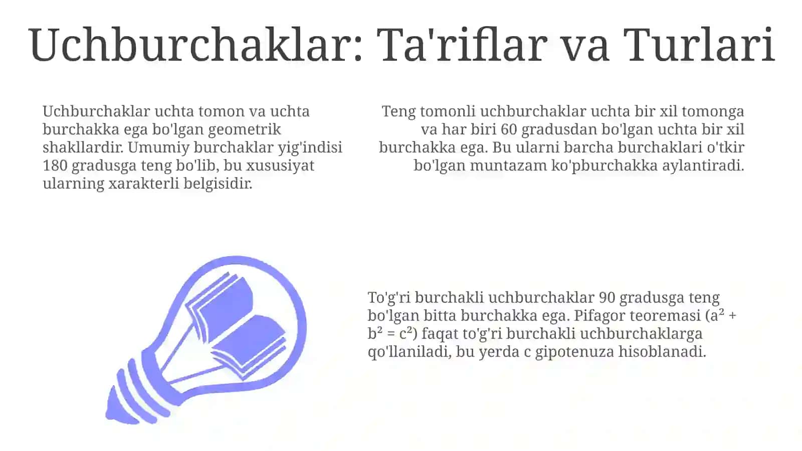 Uchburchaklarni yechish formulalari 3
