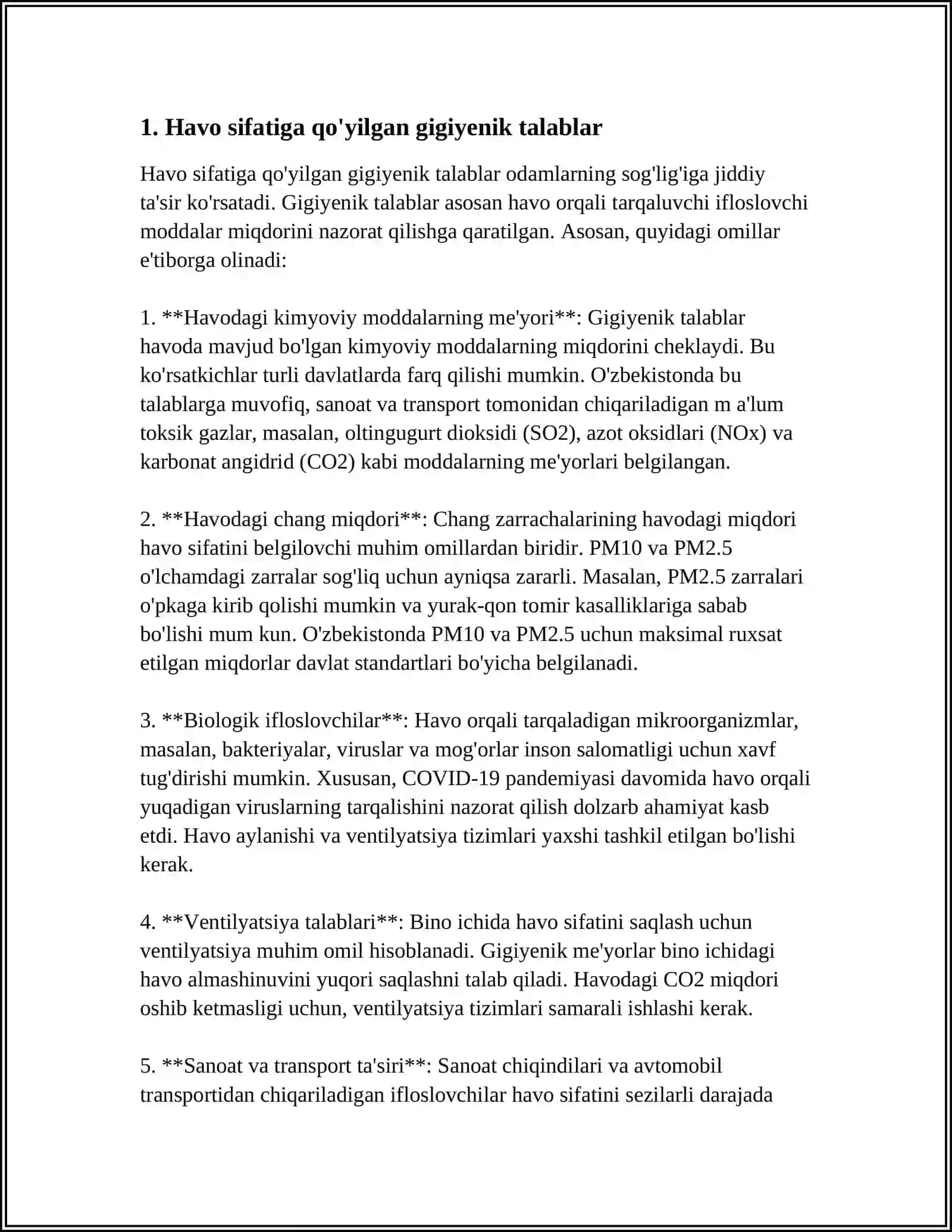 ZAMONAVIY TURAR- JOYLAR VA SHAHARLARDAGI YASHASH MAVZELARIGA BO‘LGAN GIGENIK TALABLAR 3