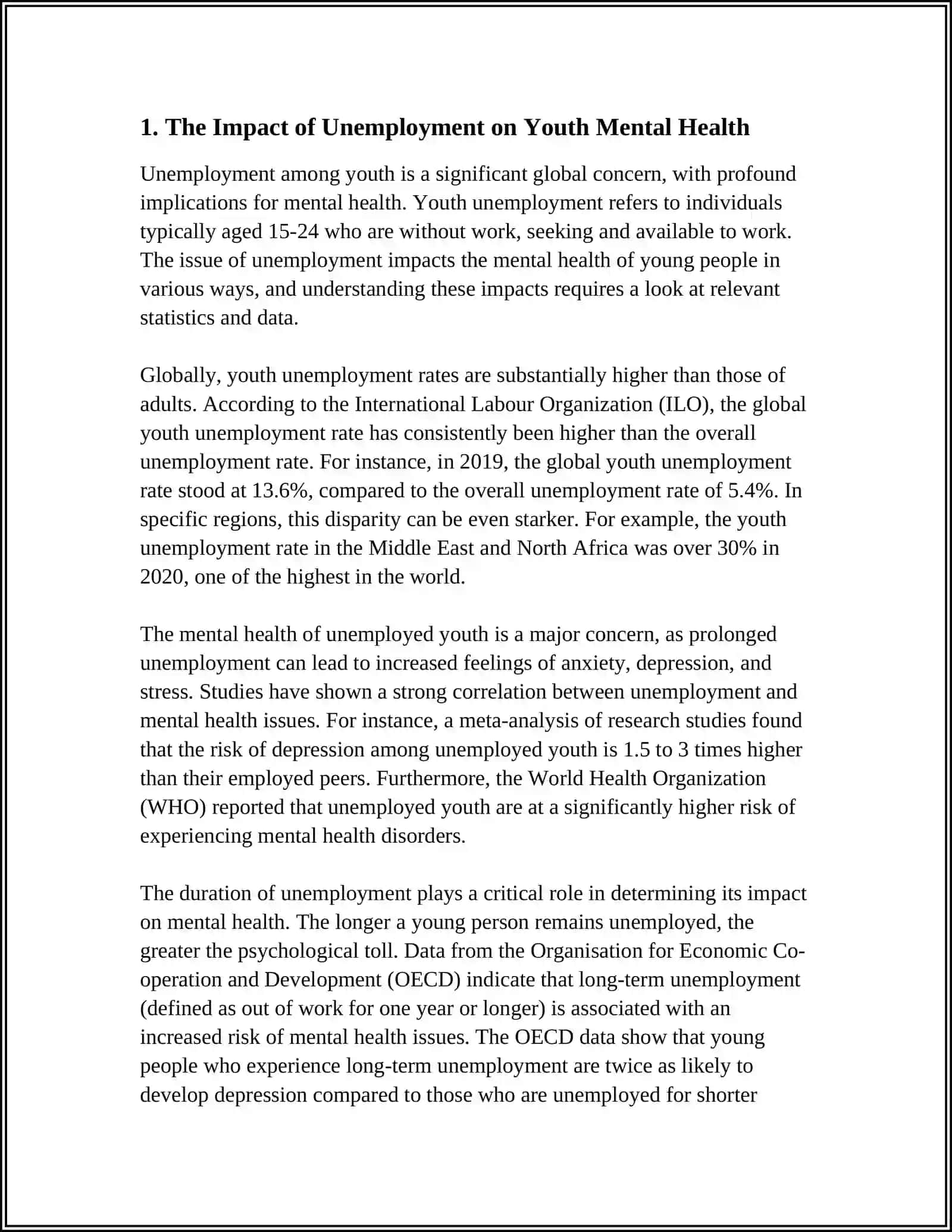 Referat: Theme: UNEMPLOYMENT – ITS EFFECTS ON YOUTH IN DEVELOPING COUNTRIES 3